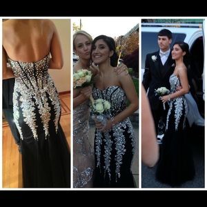 PROM Jovani Black and Silver Mermaid Dress